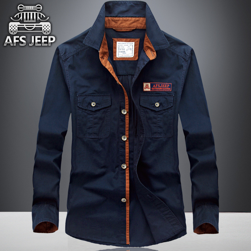AFS JEEP/戰地吉普正品春季長袖襯衫薄男式寬松襯衣大碼男裝1698工廠,批發,進口,代購