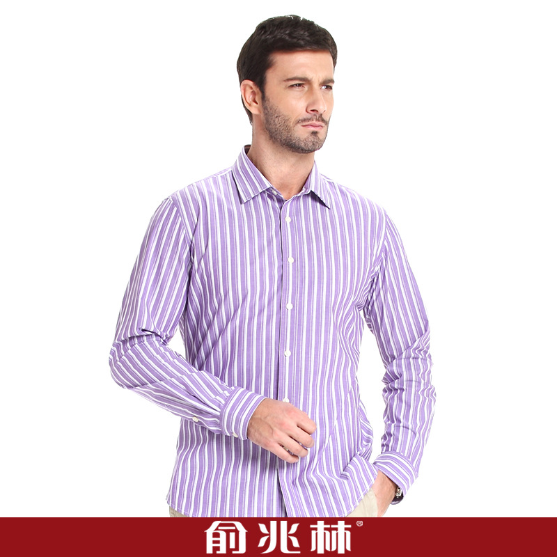新款俞兆林 法式英倫風經典條紋長袖男士襯衫 純棉襯衫工廠,批發,進口,代購