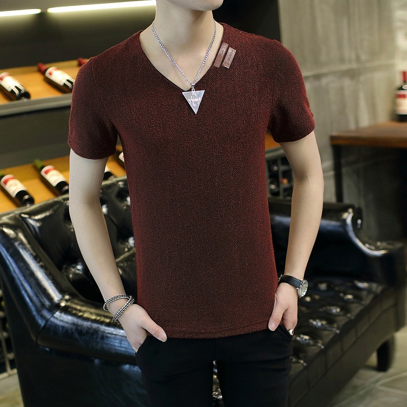 2016春夏季男士短袖T恤V領修身網佈大碼青年冰絲時尚英倫小衫 潮工廠,批發,進口,代購