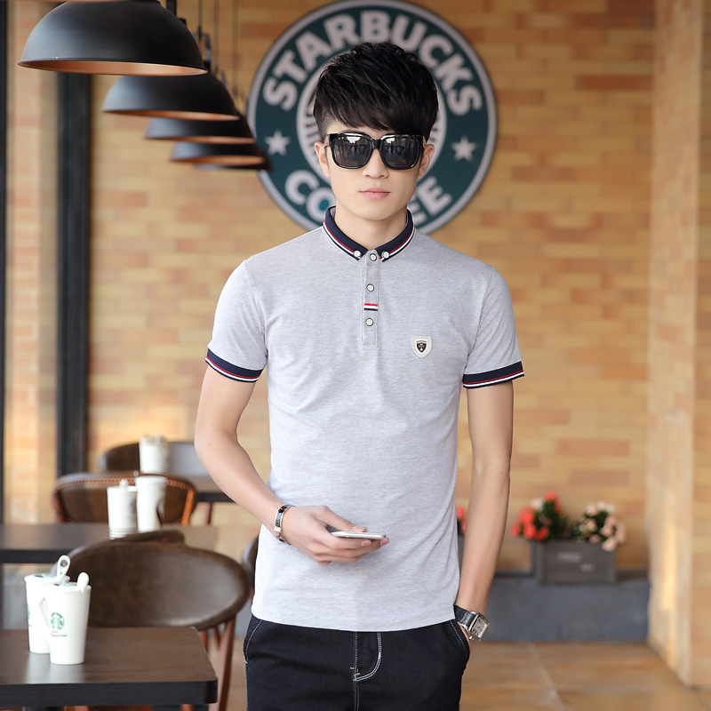 夏季韓版新款男裝短袖t恤翻領純色男士棉體恤上衣服打底衫FS609批發・進口・工廠・代買・代購