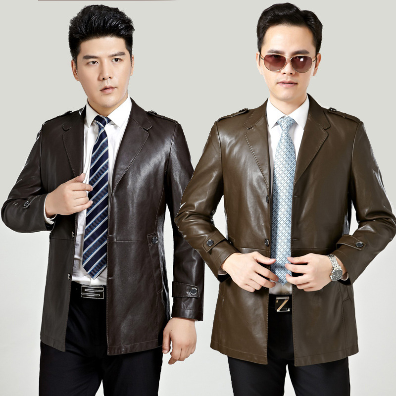 柒匹狼皮衣真皮皮西服男裝正品名牌綿羊皮西裝領夾克修身中年外套工廠,批發,進口,代購