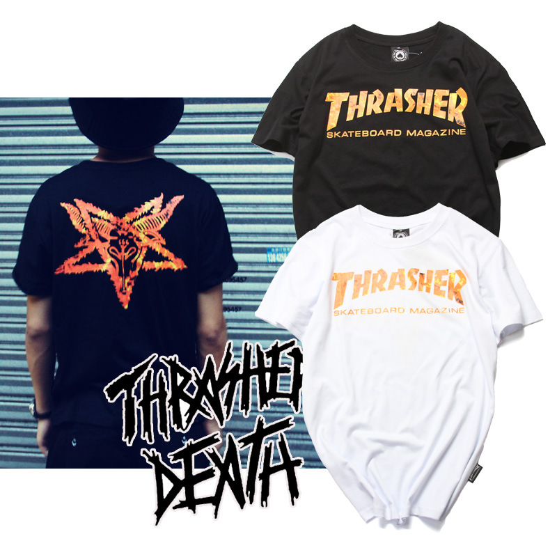 歐美thrasher 火焰滑板 港風t恤潮流男裝純棉tee 情侶裝 微信代理工廠,批發,進口,代購