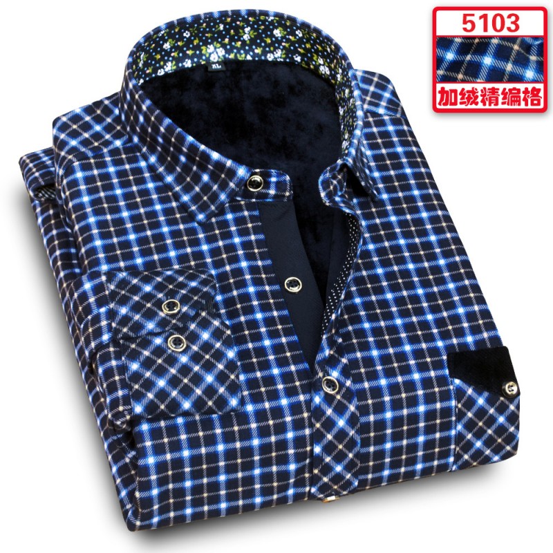 2015新款男士加絨加厚保暖襯衫男長袖襯衣一件代發批發・進口・工廠・代買・代購
