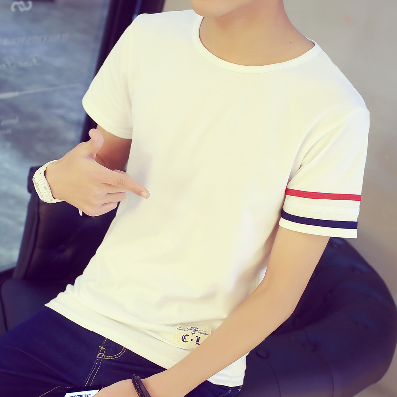 男士短袖T恤日系潮流韓版純色圓領打底衫修身夏季潮牌港仔風多色批發・進口・工廠・代買・代購