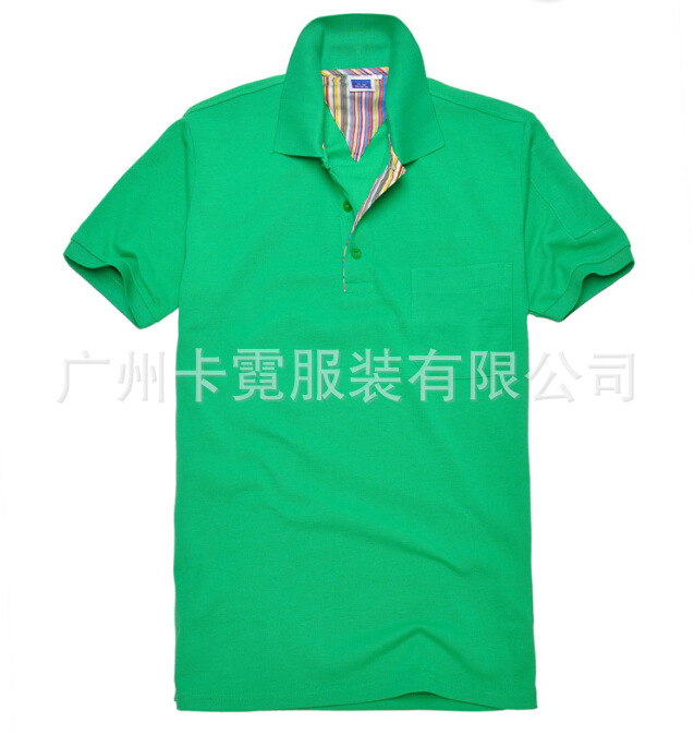 時尚背260克CVC棉厚款珠地翻領有口袋T恤純色POLO衫班服批發定做工廠,批發,進口,代購