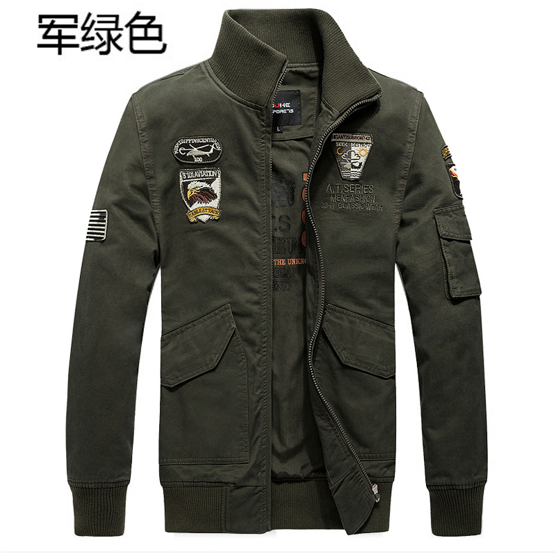 空軍一號男裝全棉夾克MA1男式軍旅休閒加肥大碼春秋運動夾克8302工廠,批發,進口,代購