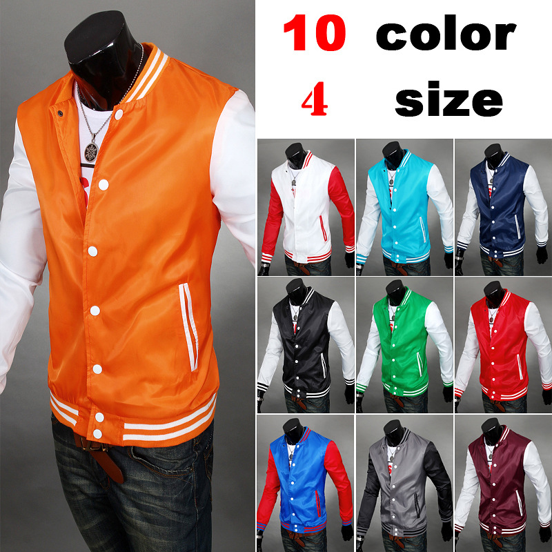 2016夏季新款男裝外貿直供男士棒球服男夾克外套韓版修身桔色jk05工廠,批發,進口,代購