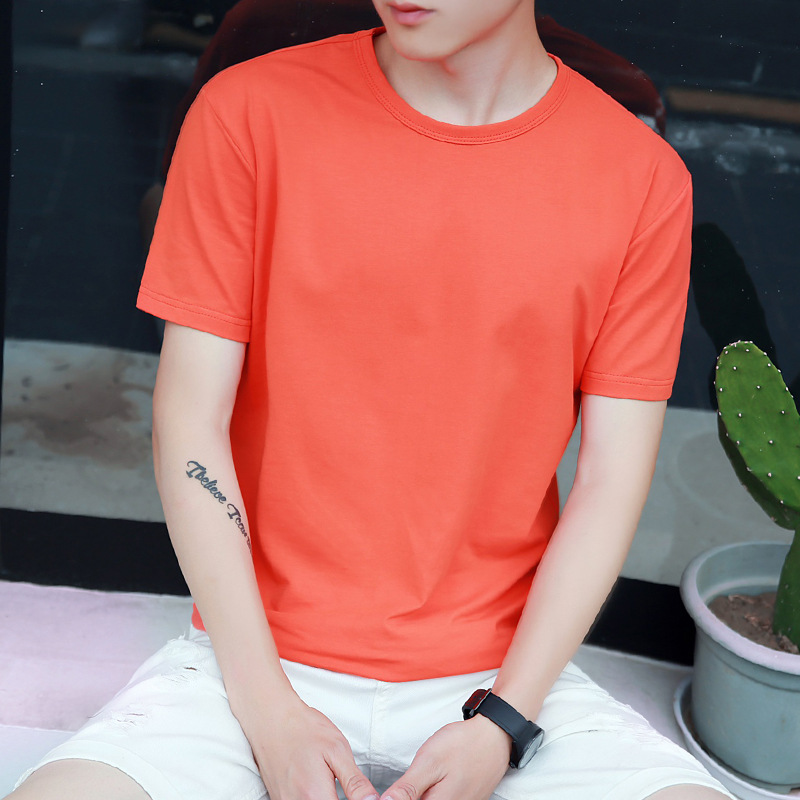 2016男士T恤短袖夏季青年韓版修身純色上衣男式打底衫半袖圓領批發・進口・工廠・代買・代購