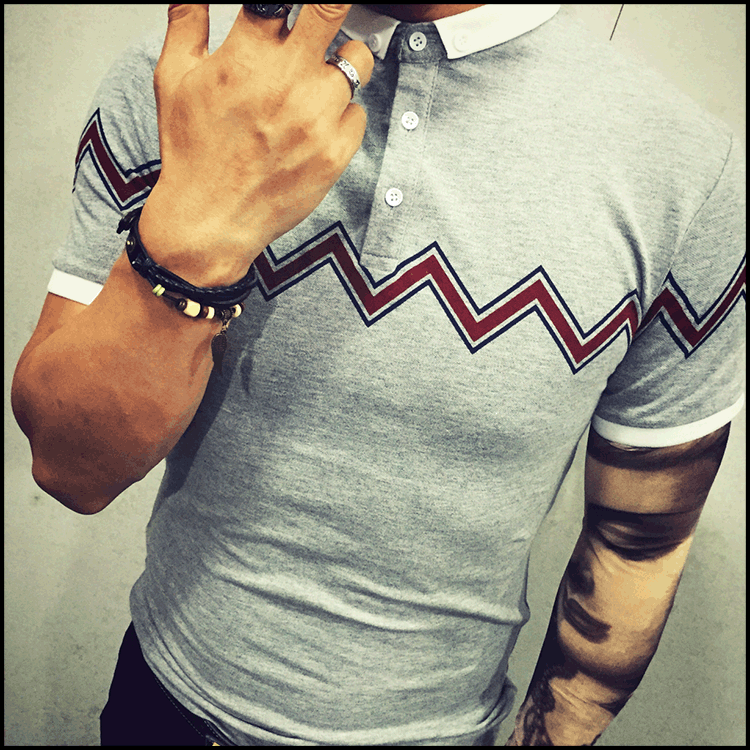 2016年 男裝韓版 潮流時尚 短袖t恤 條紋翻領 男式polo衫一件代發批發・進口・工廠・代買・代購