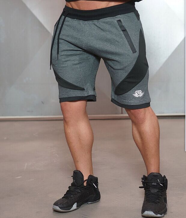 肌肉兄弟 新款男士運動短褲  透氣拼塊健身五分褲 廠傢直銷工廠,批發,進口,代購