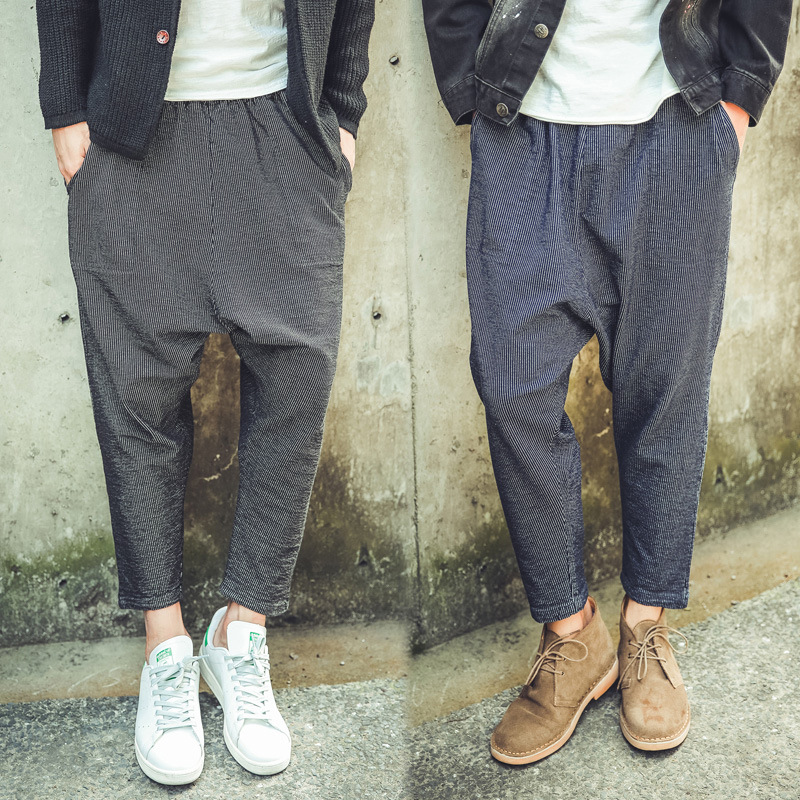 2015年經典時尚潮流男士兩色條紋泡泡褲垮褲工廠,批發,進口,代購