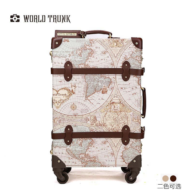 World Trunk 18寸頭層牛皮耐磨抗震靜音萬向輪登機箱復古箱皮箱批發・進口・工廠・代買・代購