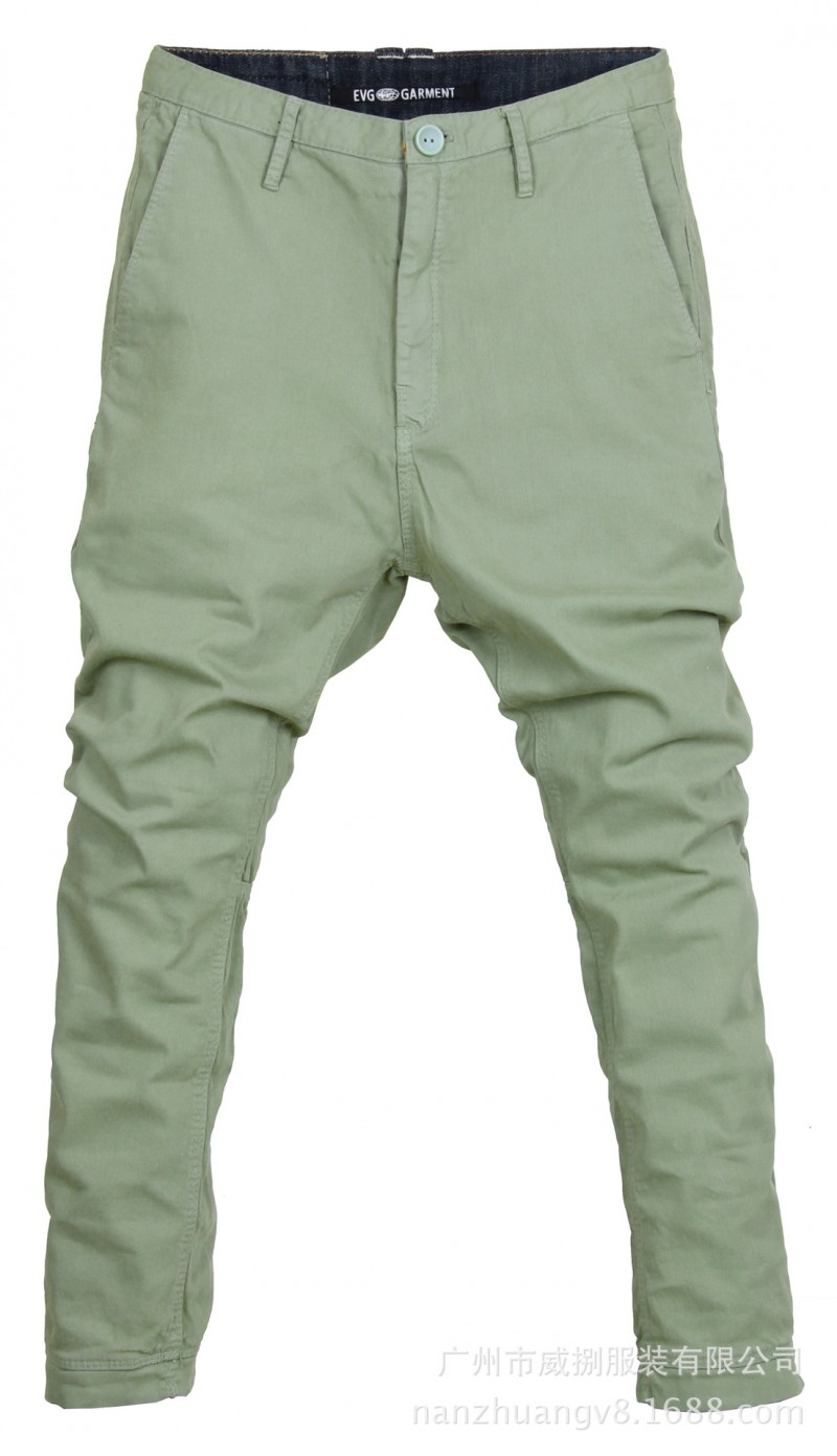 威捌服裝 一點 EVG男裝個性日系小資垮褲微吊襠 小腳綠色8015批發・進口・工廠・代買・代購