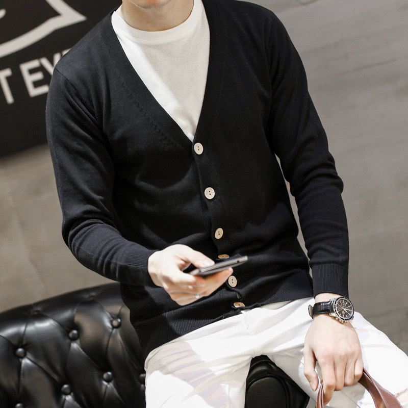 男裝2016春季新款純棉男士V領針織開衫薄款韓版毛衣外套男工廠,批發,進口,代購