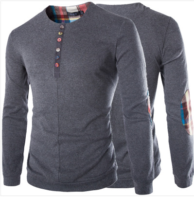 2015外貿新款 EBAY韓版修身純色開衫 外套 肘部貼皮針織衫 羊毛衫工廠,批發,進口,代購