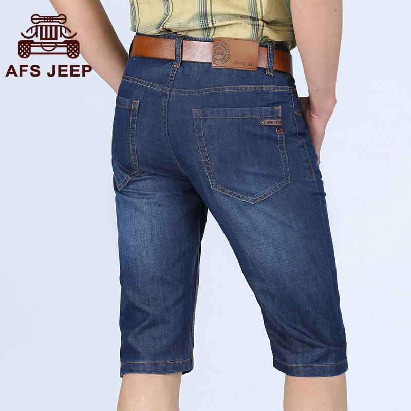 AFS JEEP牛仔七分短褲 男式直筒修身夏季薄款短褲 一件代發6A02工廠,批發,進口,代購