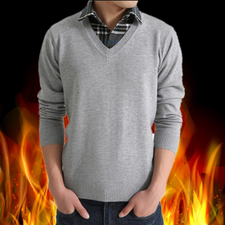 2015春款男士針織衫男式毛衣線衫韓版修身襯衫領純色假兩件批發・進口・工廠・代買・代購