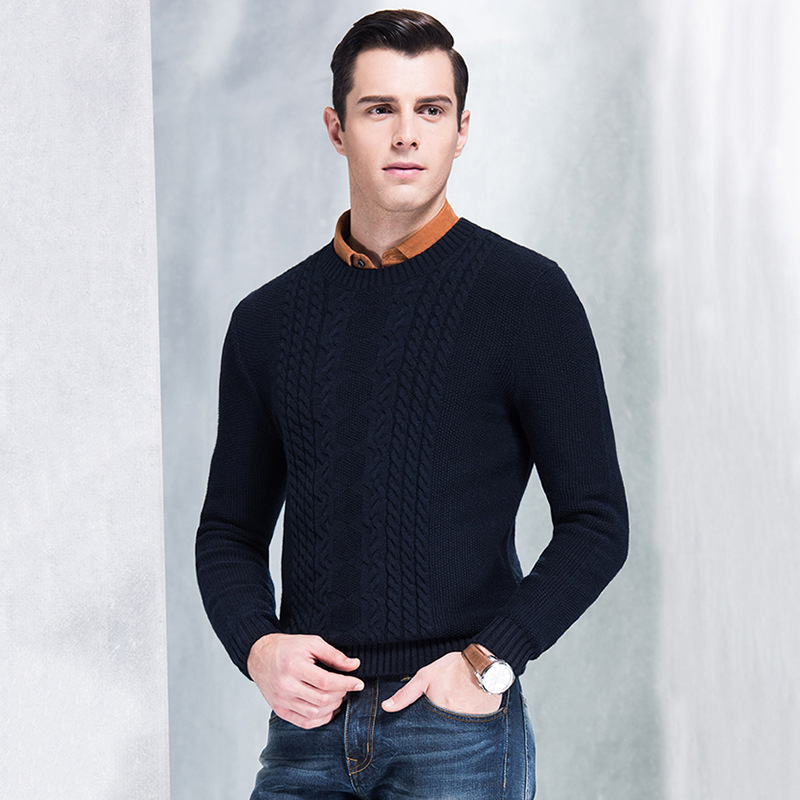 新品時尚男裝圓領混紡毛衫 直筒套頭休閒針織衫2015男士冬季毛衫工廠,批發,進口,代購