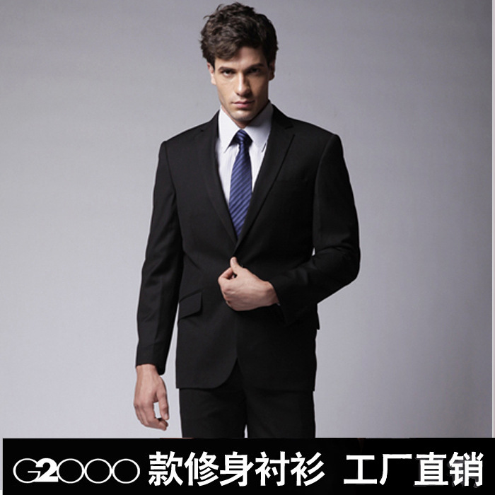 正品g2000西裝黑色細紋職場雙扣商務單西服上衣工廠,批發,進口,代購