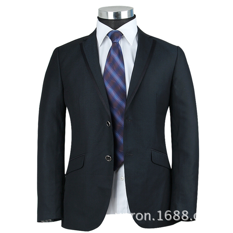 專櫃才 *子西服套裝 黑藍純色二粒扣羊毛加聚酯纖維西裝工廠,批發,進口,代購