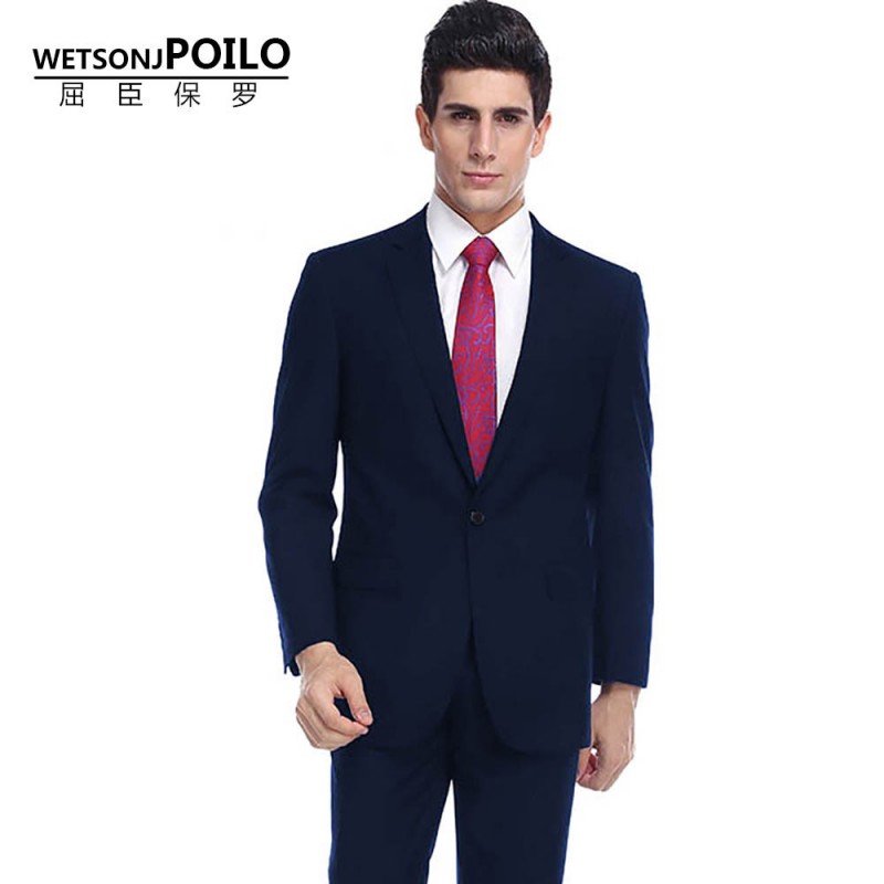 2016年高檔男士西裝套裝藏藍色一扣商務修身韓版男式西服一件代發工廠,批發,進口,代購