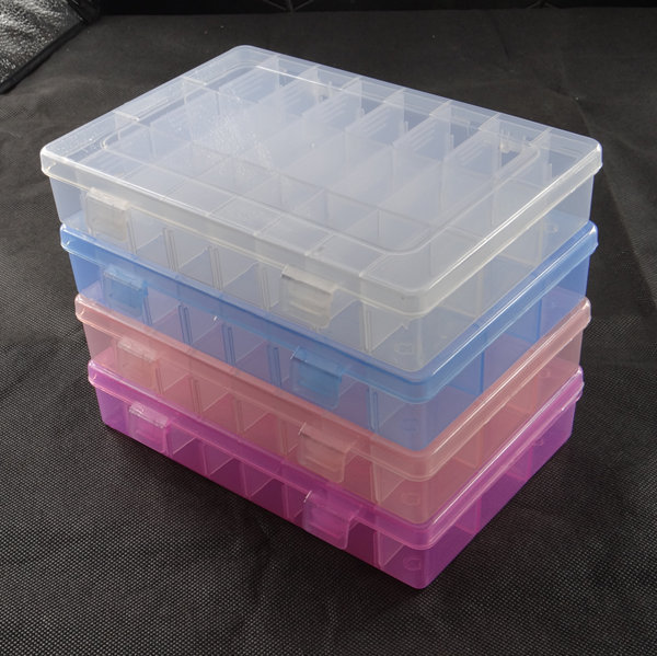 單層大號24格自由組合四種顏色（女孩子必備品）透明塑料首飾盒C3批發・進口・工廠・代買・代購