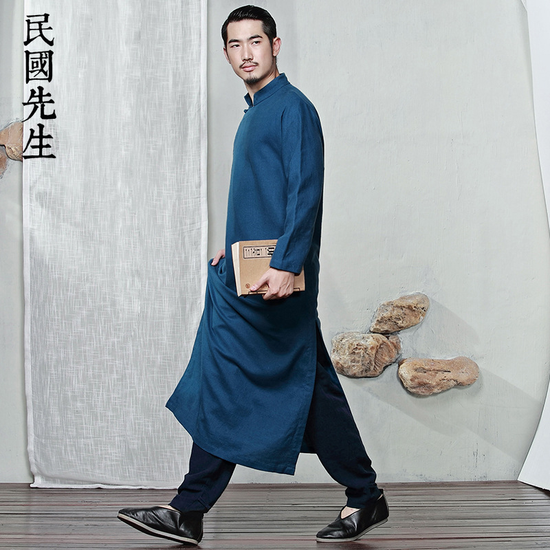 民國先生2016新款長袍中國風男裝 春季棉麻 男士改良漢服中式唐裝工廠,批發,進口,代購