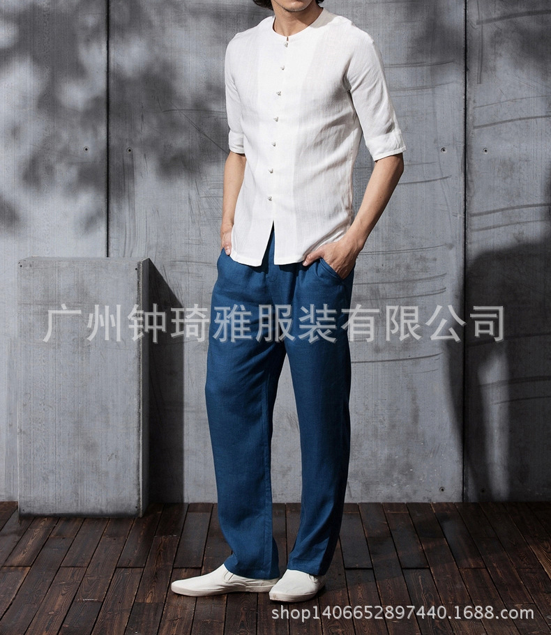 中國風新款男士短袖襯衫亞麻襯衫修身唐裝襯衣夏裝潮男裝工廠,批發,進口,代購