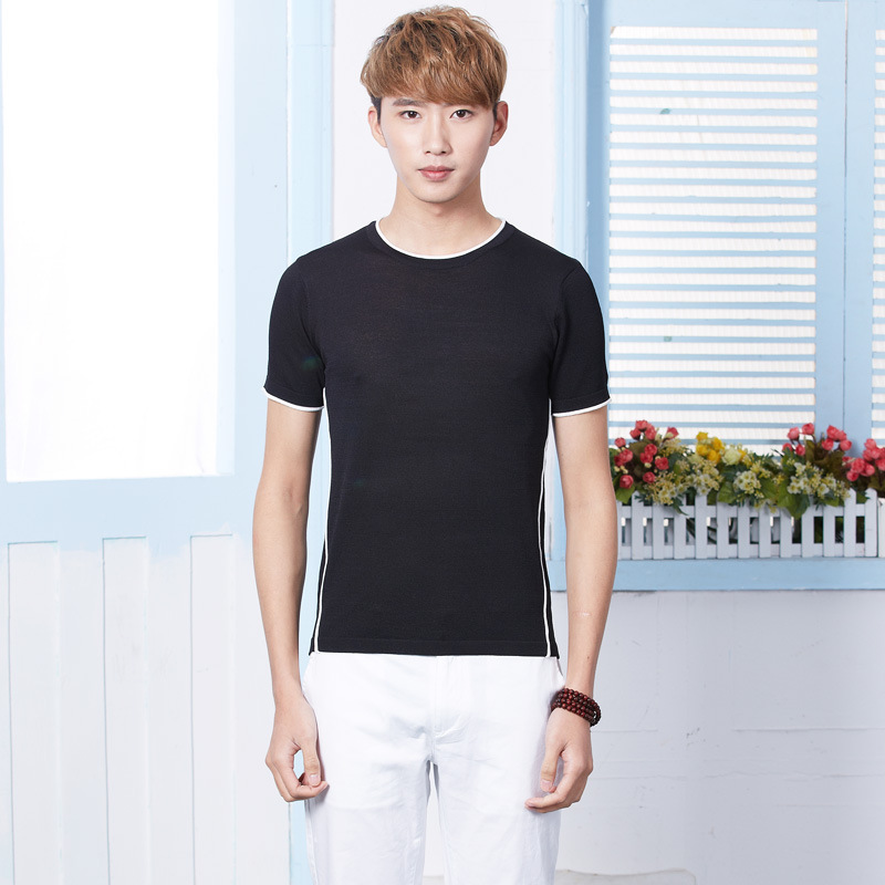男式短袖T恤修身圓領薄款 韓版青年針織衫夏季 一件代發批發・進口・工廠・代買・代購