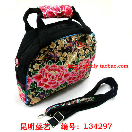 民族風繡花女款斜挎包包 兩朵牡丹兩用包工廠,批發,進口,代購