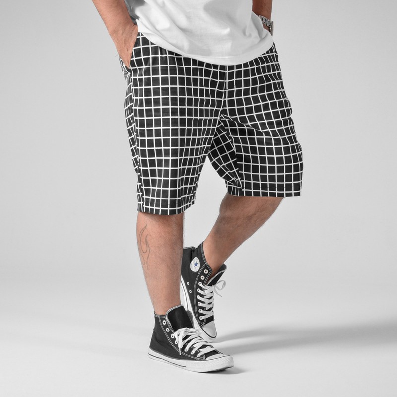 BeMAX大碼男裝ALL New歐美黑白格調有型休閒短褲67005工廠,批發,進口,代購