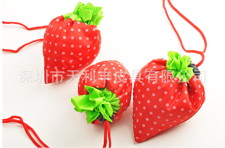 深圳觀瀾購物袋工廠 定做創意草莓購物袋 折疊 手提 收納購物袋批發・進口・工廠・代買・代購