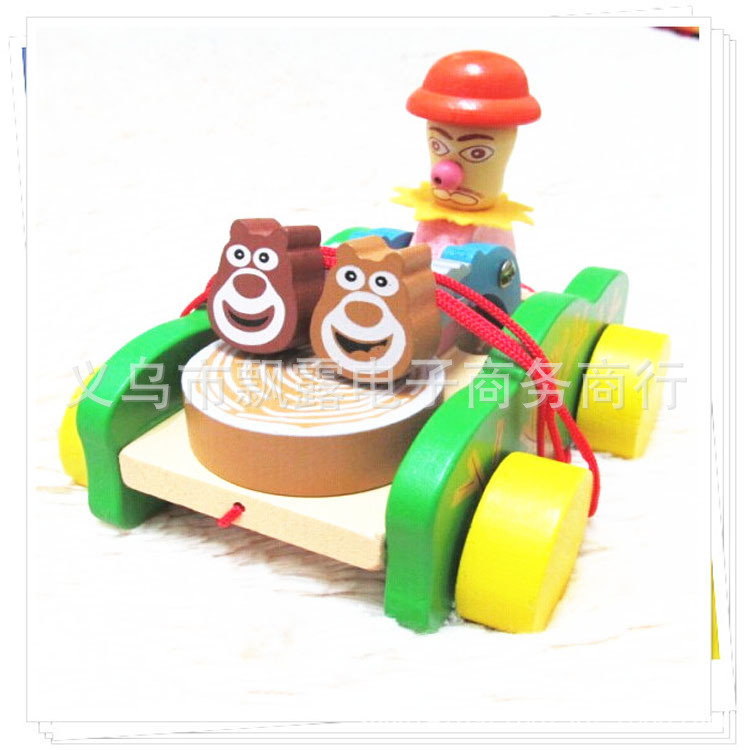 廠傢批發 木製熊打鼓 熊拉車玩具 精美木製兒童玩具 益智玩具批發・進口・工廠・代買・代購