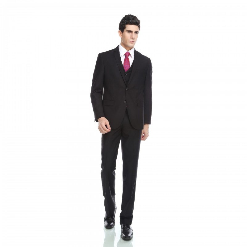 2015男士西服套裝 兩扣黑色商務職業 禮服正裝三件套 一件代發批發・進口・工廠・代買・代購