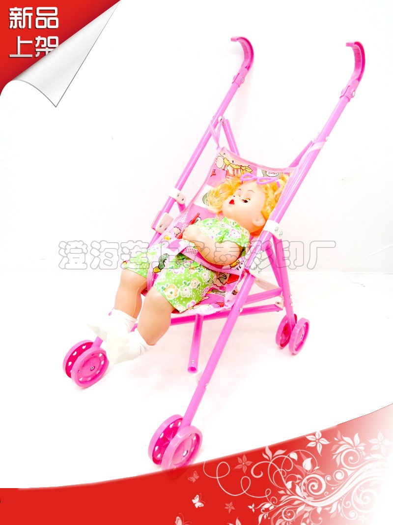 廠傢直銷仿真嬰兒推車 益智兒童玩具 兒童手推車帶14寸吹氣娃娃批發・進口・工廠・代買・代購