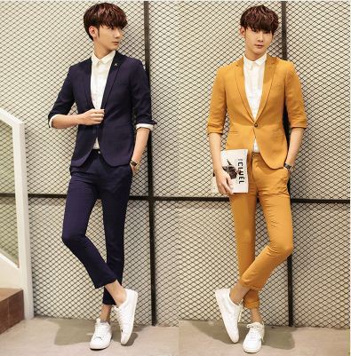 供應 WQC730 男式2016夏款韓版時尚七分袖休閒小西裝男式西服套裝批發・進口・工廠・代買・代購