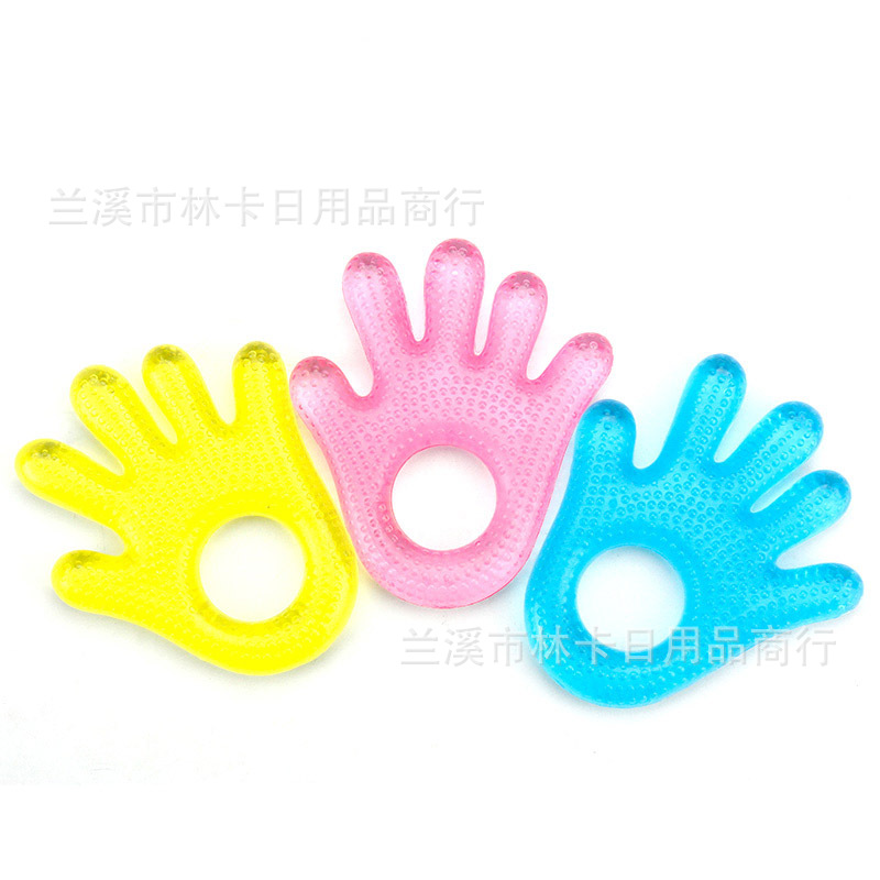 三色手掌型註水牙膠嬰兒咬牙器磨牙工具安全放心批發吸卡包裝工廠,批發,進口,代購