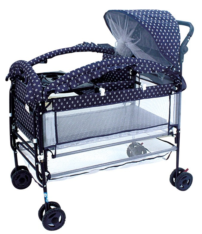 醒目仔9219嬰兒床加長帶置物藍兒童推車床帶輪子批發工廠,批發,進口,代購