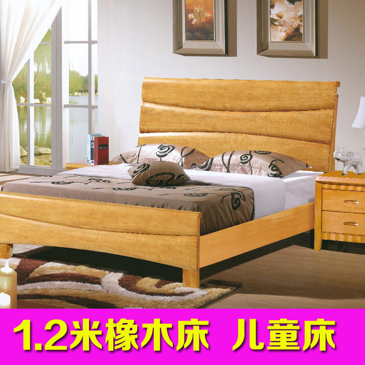 工廠直銷實木床1.2米兒童床 中式橡木床學生床單人床傢具批發J328工廠,批發,進口,代購