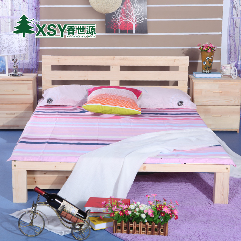 廠傢直銷特價松木雙人床單人床兒童實木床1米1.2米1.5米1.8米木床工廠,批發,進口,代購