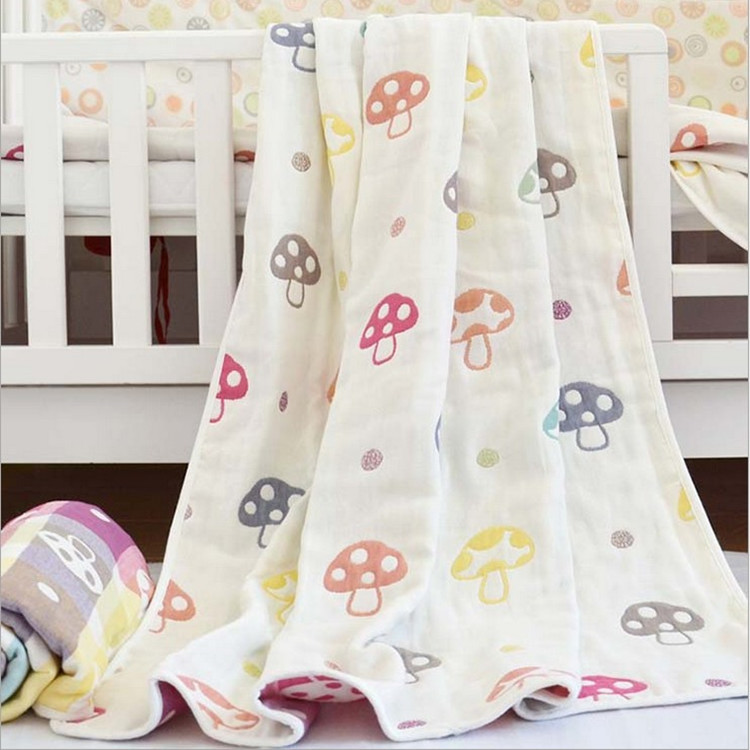 直銷嬰兒童寶寶蓋毯純棉超大加厚紗佈浴巾蘑菇抱被蓋毯新生兒被批發・進口・工廠・代買・代購
