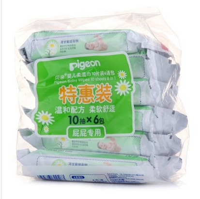 貝親（Pigeon）嬰兒柔濕巾10片裝（6包）PL133 特價清倉工廠,批發,進口,代購