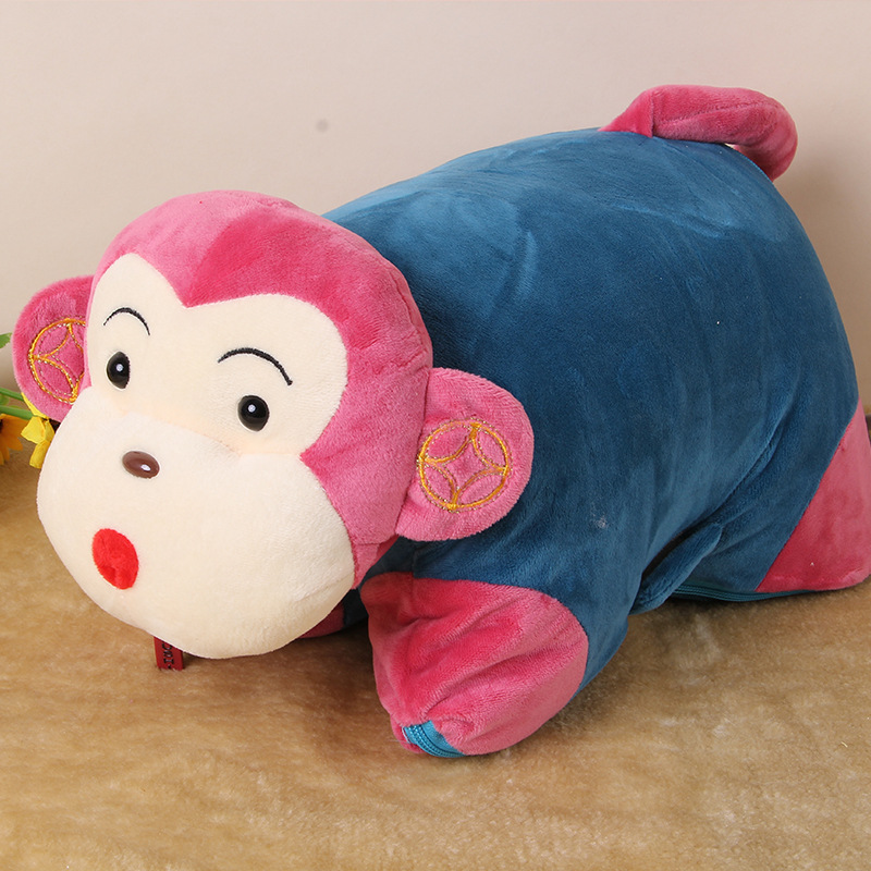 招財進寶猴抱被 毛絨玩具卡通兩用空調毯抱枕被批發批發・進口・工廠・代買・代購