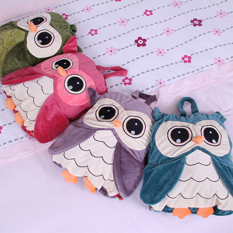 韓版可愛貓頭鷹兩用抱枕毯子 珊瑚絨空調毯被韓式貓頭鷹空調被批發・進口・工廠・代買・代購