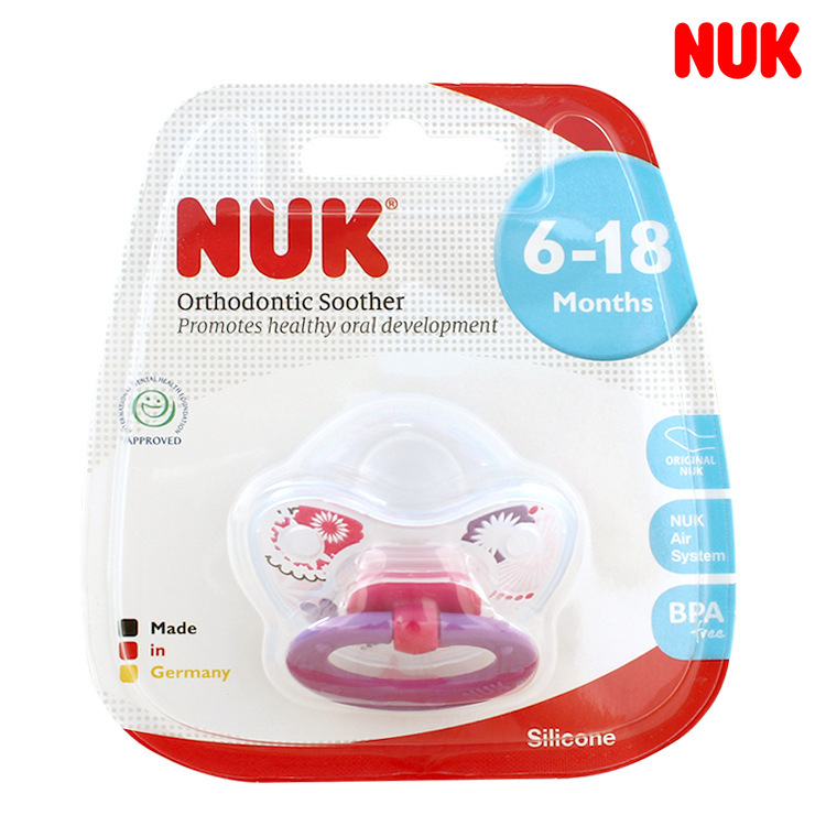 德國進口 NUK 印花矽膠安撫奶嘴(2號 6-18個月) 顏色隨機發工廠,批發,進口,代購