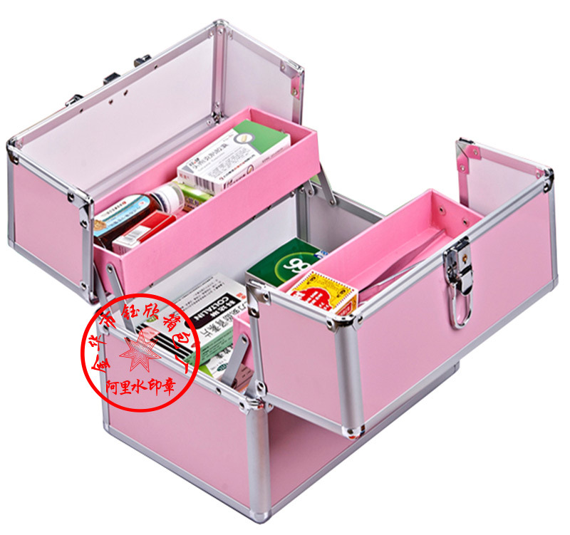 廠傢定製批發雙開式手提粉色精品醫藥箱急救箱 鋁合金藥箱工廠,批發,進口,代購