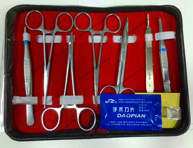 上海金鐘醫用基礎器械包10件套止血鉗持針鉗手術剪組織鑷刀柄縫針工廠,批發,進口,代購