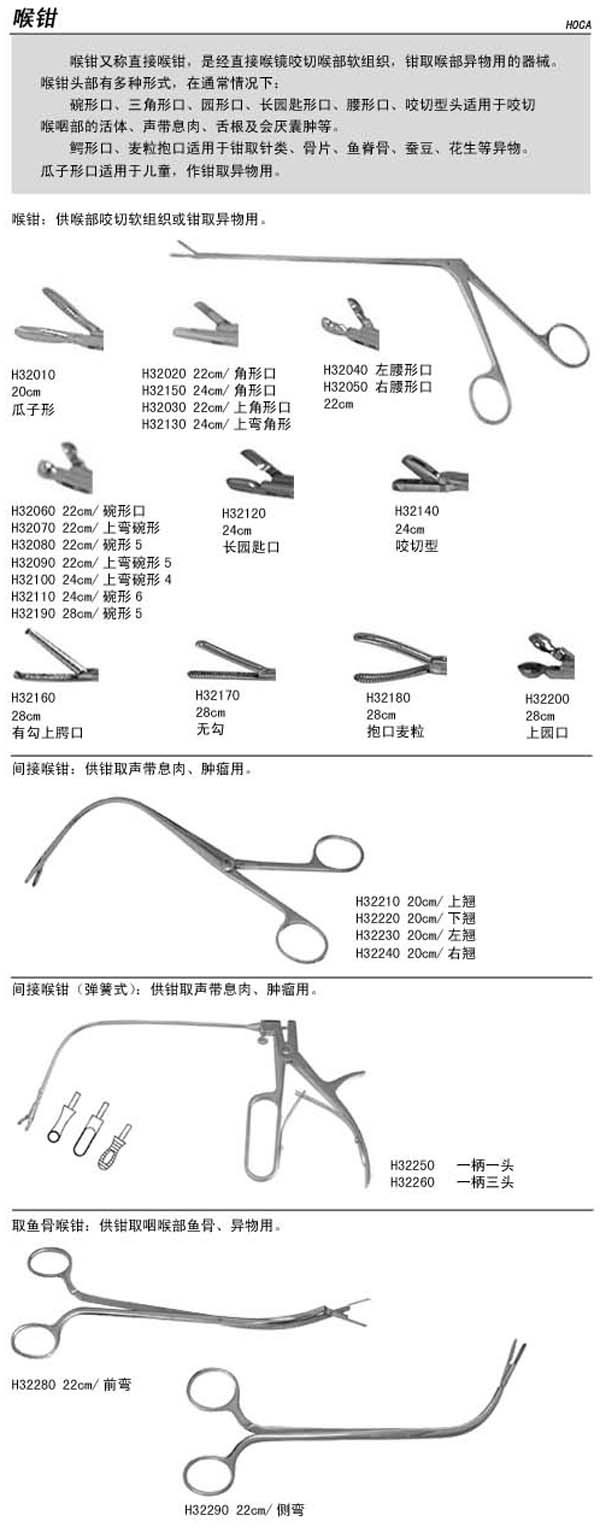 供應耳鼻喉科器械--喉鉗工廠,批發,進口,代購