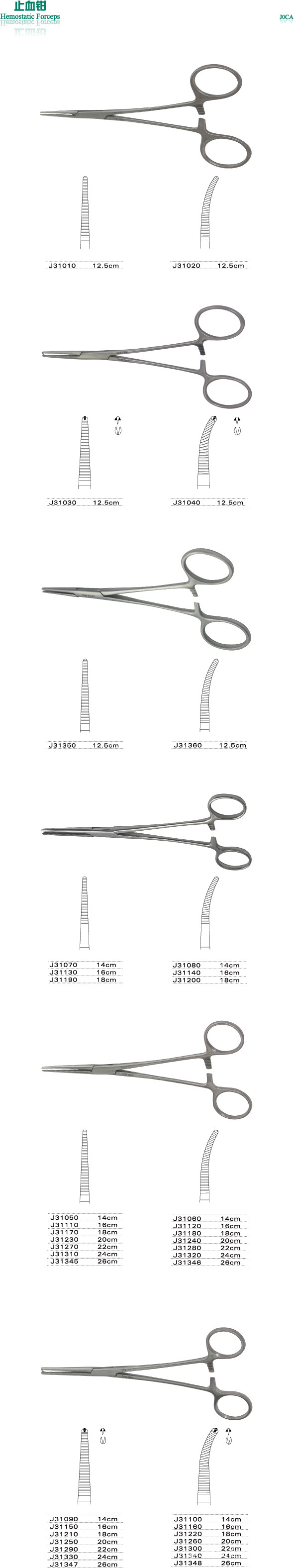 上海金鐘止血鉗12.5,14,16,18,20,22,24cm 70扣工廠,批發,進口,代購