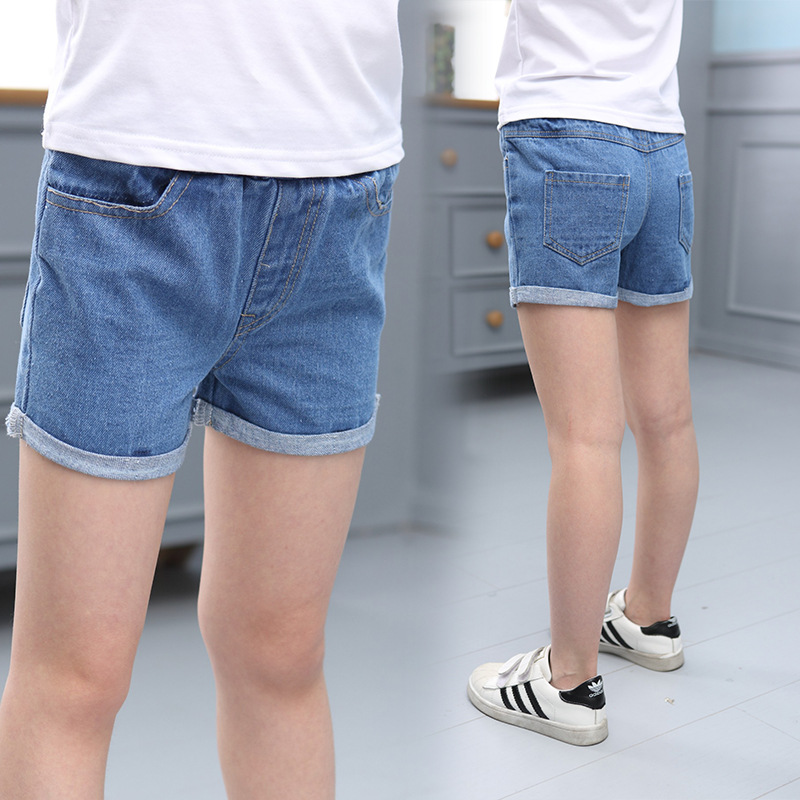 兒童牛仔短褲夏季新款女童中大童韓版純色運動褲子熱童裝一件代發工廠,批發,進口,代購